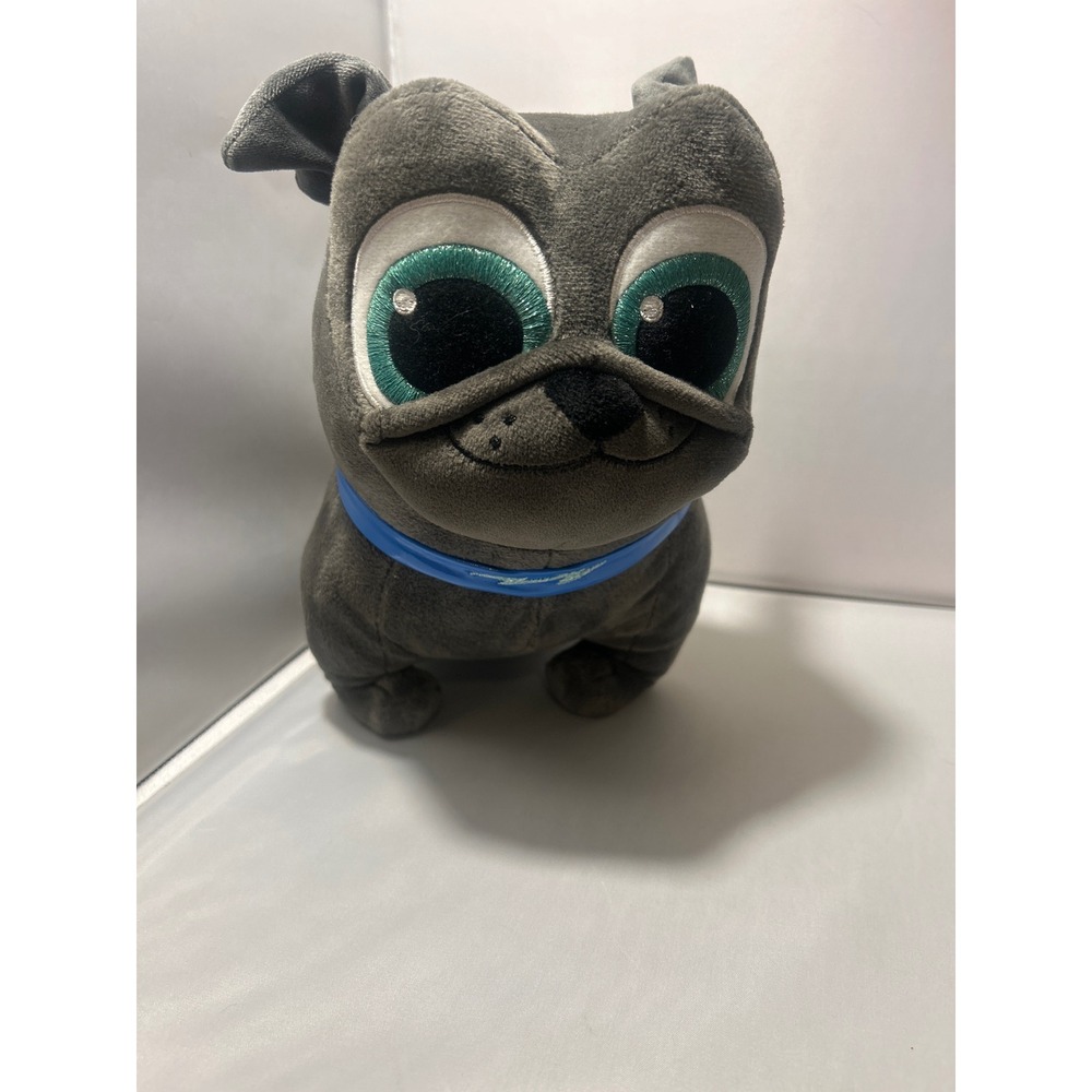 Disney Puppy Dog Pals Bingo Plush Grey Pug Dog Blue Collar Stuffed Animal 8 inch
